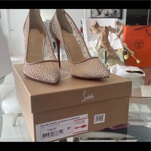 Christian Louboutin Follies Strass 100 RETE/GL GIVRE/SPEC Version Perle Size 37